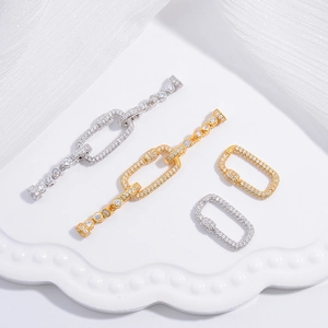 Chiusura Graffetta Argento Sterling S925 Connettore Rimovibile Creazione Gioielli DIY Collana Bracciale Lusso Zirconia