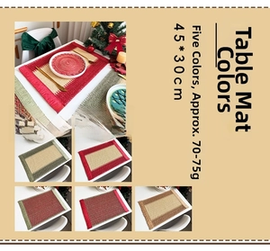 Detailed view of 45x30cm woven placemats with festive tassels in five available colors