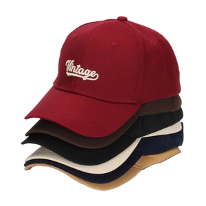 Multi-color stacked cotton baseball caps with vintage embroidery for sun protection