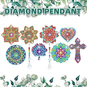 DIY 5D diamond painting zonnevanger set met acryl hangers en kleurrijke kristallen kralen