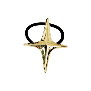 Minimalist gold star metal hair tie with high-elastic black cord for stylish women
