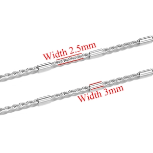 2.5mm and 3mm 18K gold plated stainless steel twist chain necklaces on white background
