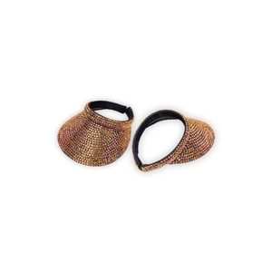 Sparkling rhinestone embellished sun visor hat for women with wide brim and open top