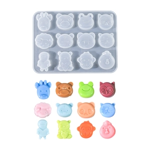 12-cavity silicone cartoon animal mold for DIY chocolate soap and clay crafts