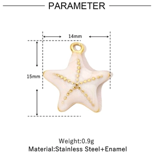 Spécifications du pendentif étoile de mer en émail de 14 mm en acier inoxydable