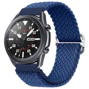 Detailed view of adjustable blue nylon braided strap for Samsung Galaxy smartwatch