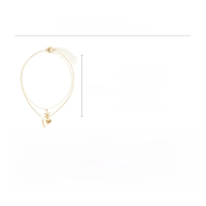 Detail view of gold layered seashell and starfish necklace showing 48cm length measurement