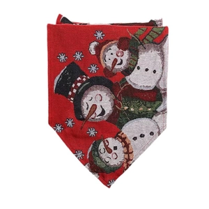 Chemin de table de Noël rouge en coton polyester avec motif de bonhomme de neige