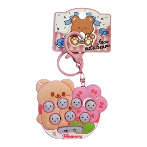 Portable mini bear whack-a-mole electronic game keychain for bag decoration charm