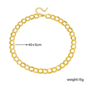 Polished gold plated titanium steel double chain necklace with lobster clasp 40+5cm