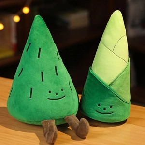 Cute pine bamboo shoot plush toy dolls with embroidered faces for home decoration