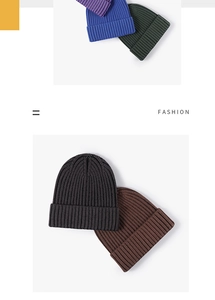 Detailed macro shot showing the soft ribbed texture of colorful cotton knitted beanie hats