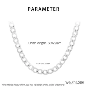 Silver stainless steel NK chain necklace 500x7mm dimensions and 28g weight specs