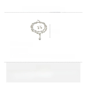 Detailed size specifications for a vintage double-layer pearl necklace and drop earrings set