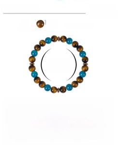 Detailed size chart for 8mm tiger eye and blue crystal beaded handmade fortune bracelet