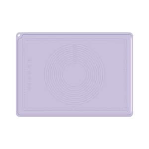 Extra-large purple non-slip silicone baking mat with precise circular and edge scale markings