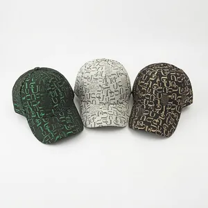 Fashion Jacquard Monogram Baseball Cap Polyester Outdoor Sun Protection Adjustable Curved Brim Hat Men Women