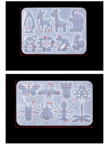 Detailed size specifications for silicone animal and insect earring molds for DIY resin casting