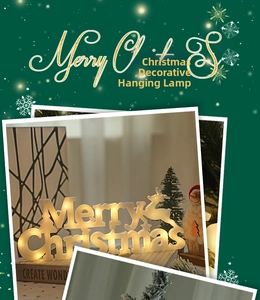 Dettaglio insegna LED Merry Christmas con renna e luce calda per decorazioni natalizie