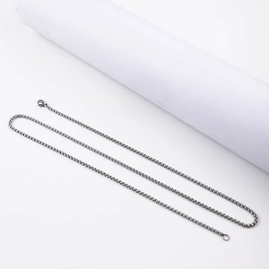 Collana a catena veneziana in acciaio inossidabile argento con chiusura a moschettone