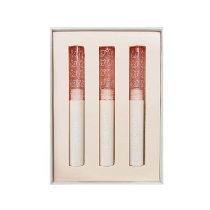 Three-piece glossy lip glaze set with bear patterns and pink transparent tubes