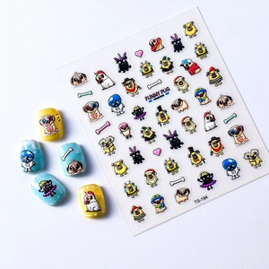 Autocollants ongles 5D carlin rigolo avec motifs de costumes de chiens mignons variés