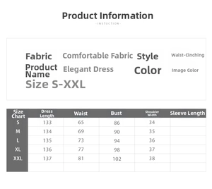 Size chart detail for vintage floral A-line dress with waist measurements and fabric info