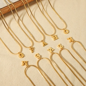 Elegant 18K gold plated stainless steel snake chain necklaces with initial pendants