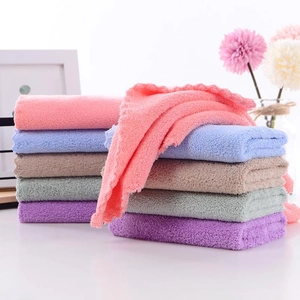 Soft Coral Fleece Square Towel Absorbent Microfiber Face Cloth Wave Edge For Kids Hand Wiping
