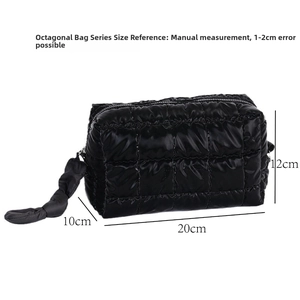 Size guide for portable red makeup bag showing dimensions 20cm by 10cm by 12cm clearly