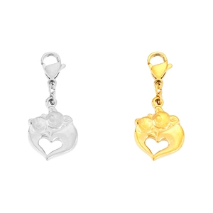 Edelstahl-Anhänger mit Tierkopf und Herz inklusive Karabinerverschluss in Gold und Silber