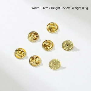 Detailed view of golden butterfly clutch pin backs measuring 1.1cm wide for DIY jewelry
