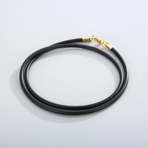 Cordon De Collier En Caoutchouc Noir Avec Fermoir Mousqueton En Acier Inoxydable Pour Fabrication De Bijoux DIY Fil Silicone