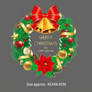 Detail of Christmas wreath wall sticker with golden bells and 45x48.4cm dimensions