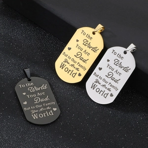 Detailed engraving on steel military tags for Father's Day in black gold and silver