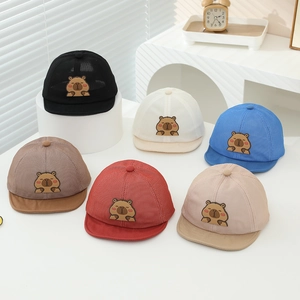 Kids breathable mesh baseball caps with cute capybara embroidery in six colors