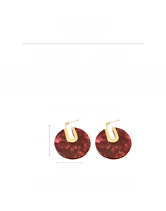 Size chart showing 4cm round marble pattern acetate earrings with copper hooks for women