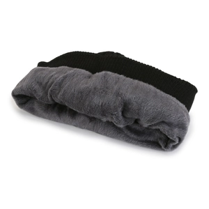 Winter thermal knit beanie hat for women and men featuring thick fleece lining in black