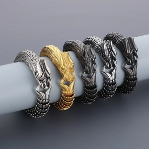 Men Dragon Head Bracelet Stainless Steel Retro Scale Pattern Chain Punk Hip Hop Style Oriental Jewelry Fashion Gift