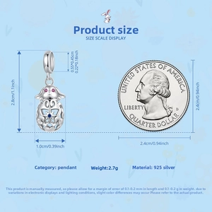 Spécifications de taille de la perle lapin de Pâques en argent 925 avec dimensions