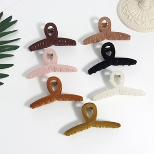 Large Flocked Velvet Hair Claw Clip For Women French Minimalist Shark Clip Solid Color Matte Resin Hair Accessories Hair Grip