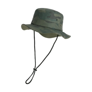 Kids camo sun hat with wide brim, waterproof fabric and adjustable chin strap