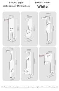 Detailed size specifications and dimensions for different over-the-door hook rack models
