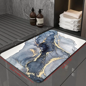 Detail of 50x80cm marble pattern bathroom mat with anti-slip texture and fluid art design