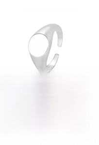 Detail view of 925 sterling silver geometric open ring showing 16.5mm size and 3.50g weight