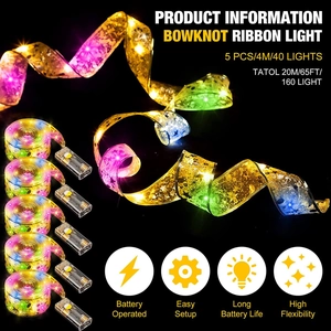 5-pack battery operated 20m ribbon string lights with 160 LEDs for Christmas tree decoration
