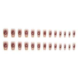 Rose gradient ballet press-on nails set with glossy finish and 24 medium coffin pieces