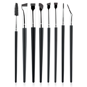 Precision Blade Eyeliner Brush Angled Eyebrow Blending Eyeshadow Tool For Fine Lines Wood Handle Synthetic Fiber