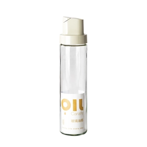 500ML glass oil dispenser bottle with leak-proof lid and clear cylinder body