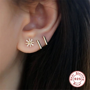 925 sterling silver gold plated earring set with zircon star stud and ear cuff